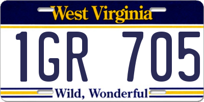 WV license plate 1GR705