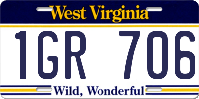 WV license plate 1GR706