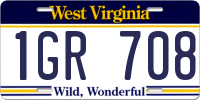 WV license plate 1GR708