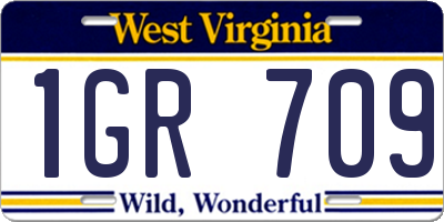 WV license plate 1GR709
