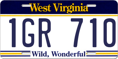 WV license plate 1GR710