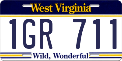 WV license plate 1GR711