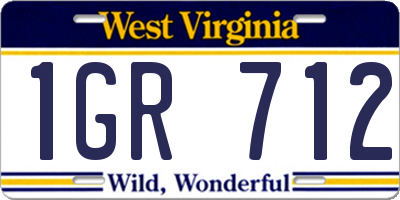 WV license plate 1GR712
