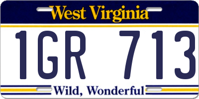 WV license plate 1GR713