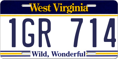 WV license plate 1GR714