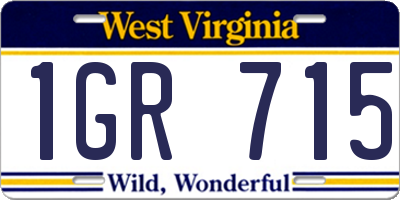 WV license plate 1GR715