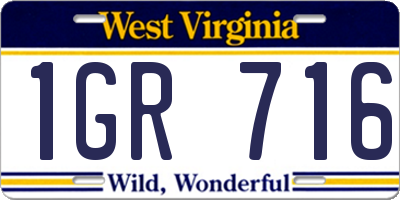 WV license plate 1GR716