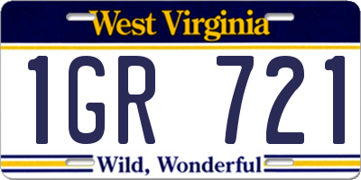 WV license plate 1GR721