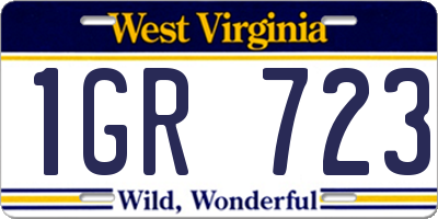 WV license plate 1GR723