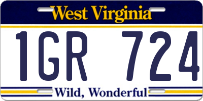 WV license plate 1GR724