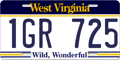WV license plate 1GR725