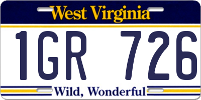 WV license plate 1GR726