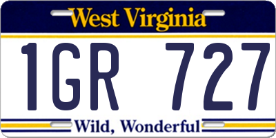 WV license plate 1GR727