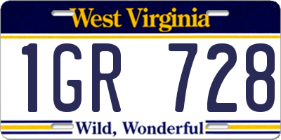 WV license plate 1GR728