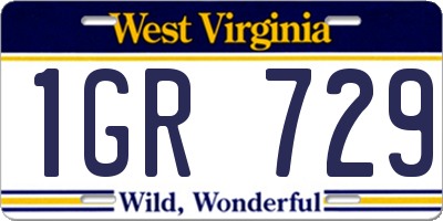 WV license plate 1GR729