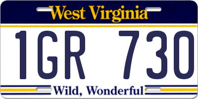 WV license plate 1GR730