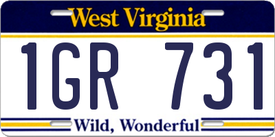 WV license plate 1GR731