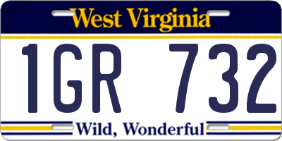 WV license plate 1GR732
