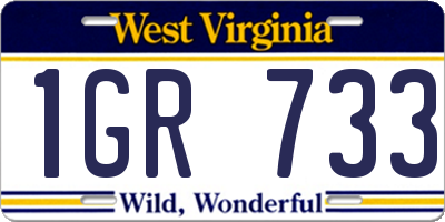 WV license plate 1GR733