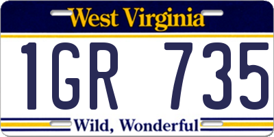 WV license plate 1GR735