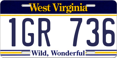 WV license plate 1GR736