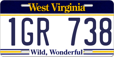 WV license plate 1GR738