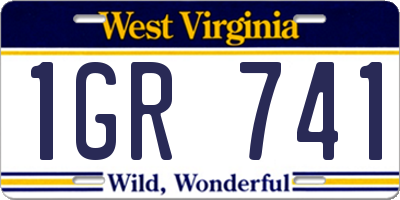 WV license plate 1GR741