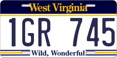 WV license plate 1GR745
