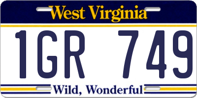 WV license plate 1GR749