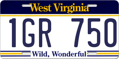 WV license plate 1GR750