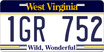 WV license plate 1GR752