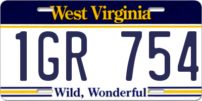 WV license plate 1GR754