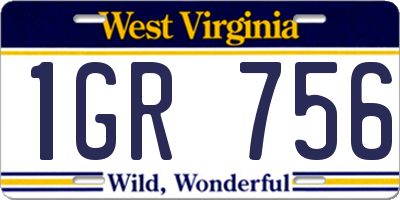 WV license plate 1GR756