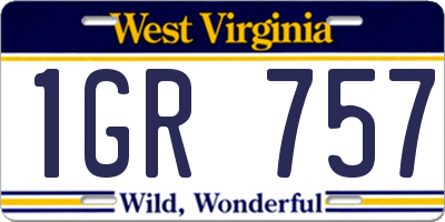 WV license plate 1GR757
