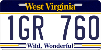 WV license plate 1GR760
