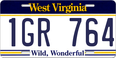 WV license plate 1GR764