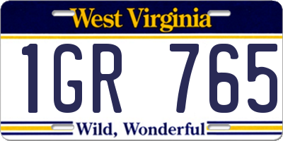 WV license plate 1GR765