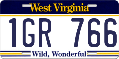 WV license plate 1GR766