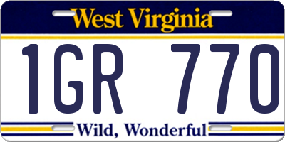 WV license plate 1GR770