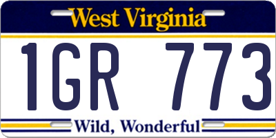 WV license plate 1GR773