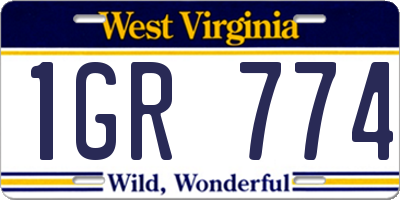 WV license plate 1GR774