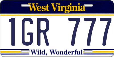WV license plate 1GR777