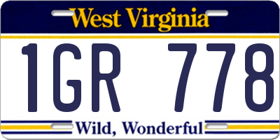 WV license plate 1GR778