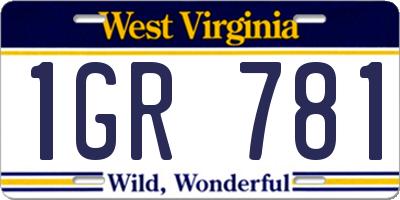 WV license plate 1GR781