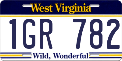 WV license plate 1GR782