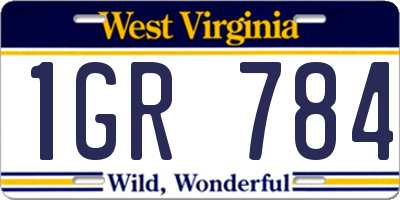 WV license plate 1GR784