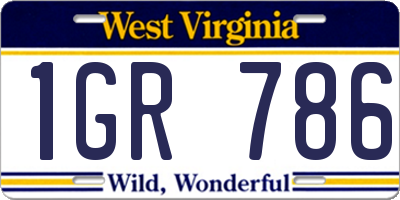 WV license plate 1GR786