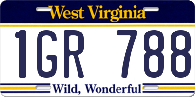 WV license plate 1GR788