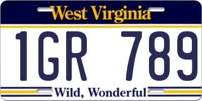 WV license plate 1GR789
