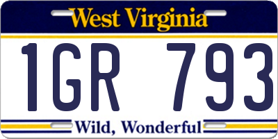 WV license plate 1GR793